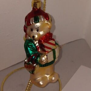 Glass teddy bear ornament